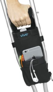 crutch bag for a broken leg. good idea of what to get someone with a broken leg