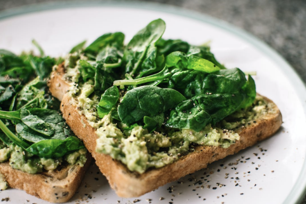 avocado toast with spinach, breakfast for dinner is a fun idea for a meal train for churches